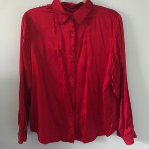 90s red silk shirt